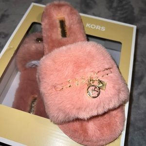 Michael Kors Pink Fur Slides.
